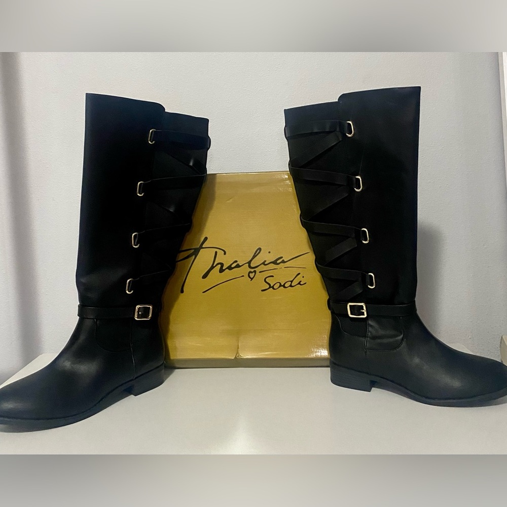 Thalia Sodi Women’s Sz 8.5 Wide Over the Knee Boots Veronikap Black